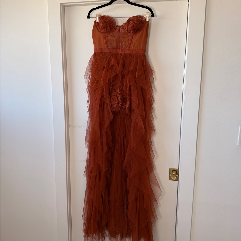 For Love And Lemons Rust Tulle High Low Dress